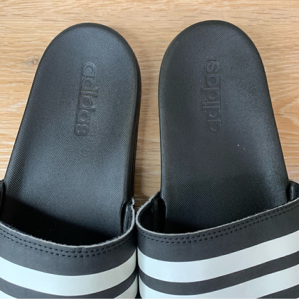 Adidas Women’s Black White Striped Slide Sandals, Size 8 - Picture 8 of 12